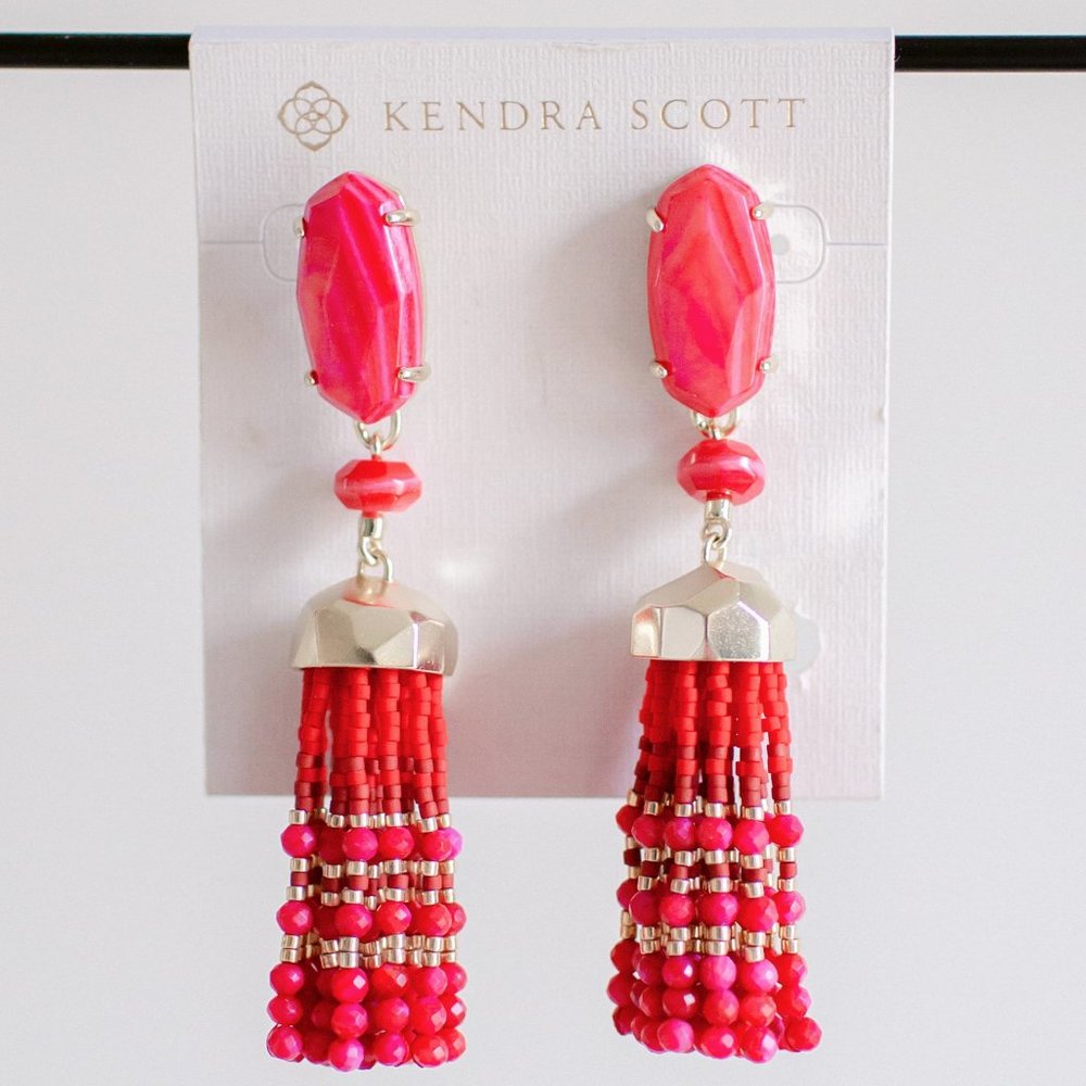 Kendra Scott Dove Earrings Tassel Red Dark Pink